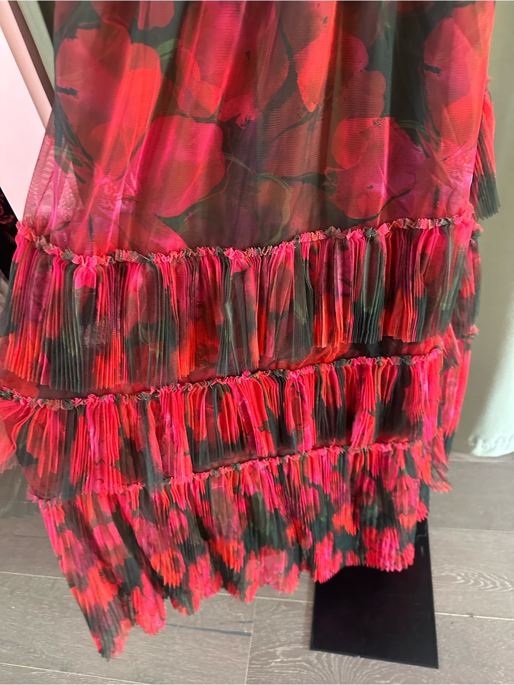 Hutch Isabella Strapless Red and Black Tiered Ruffle Gown - Picture 5 of 8